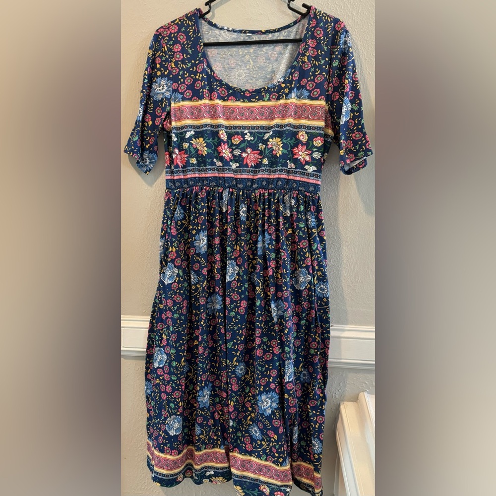 Blue Floral Midi Dress